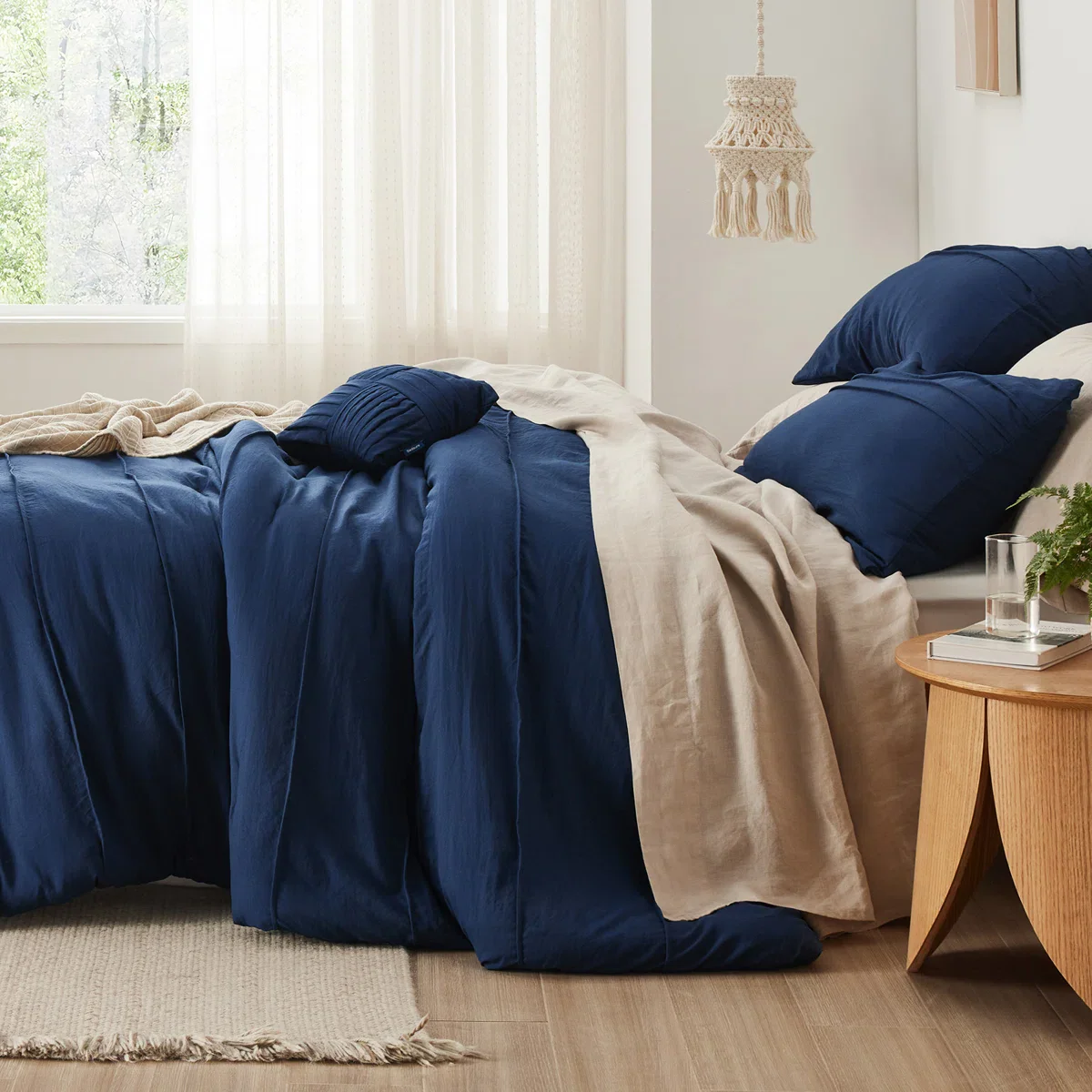 Boho Comforter Set - Pinch Pleat Design - Queen, - Image 2