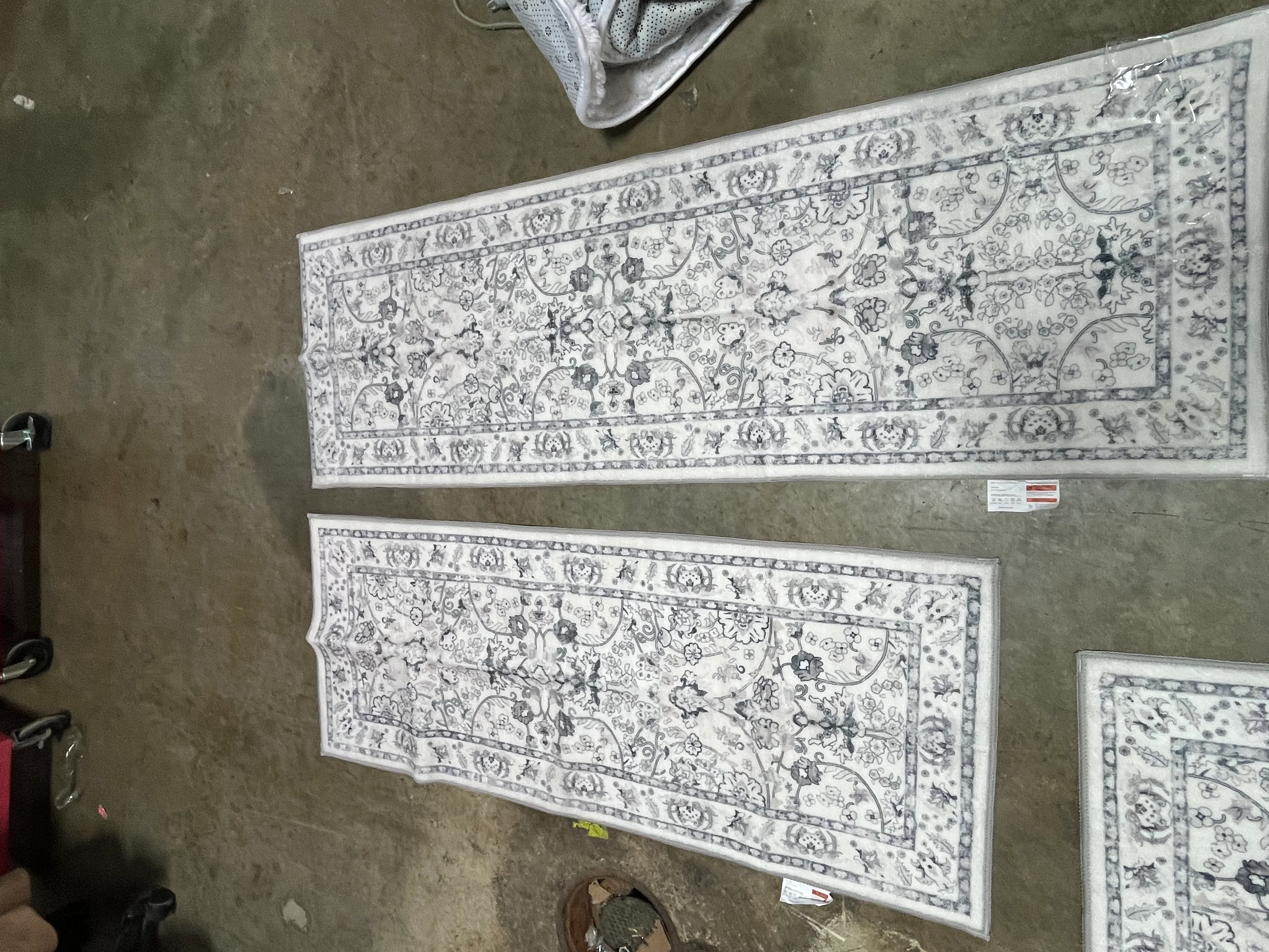 Boho Floral Soft Faux Wool Rug (Cream White) Set of 3, - Image 8