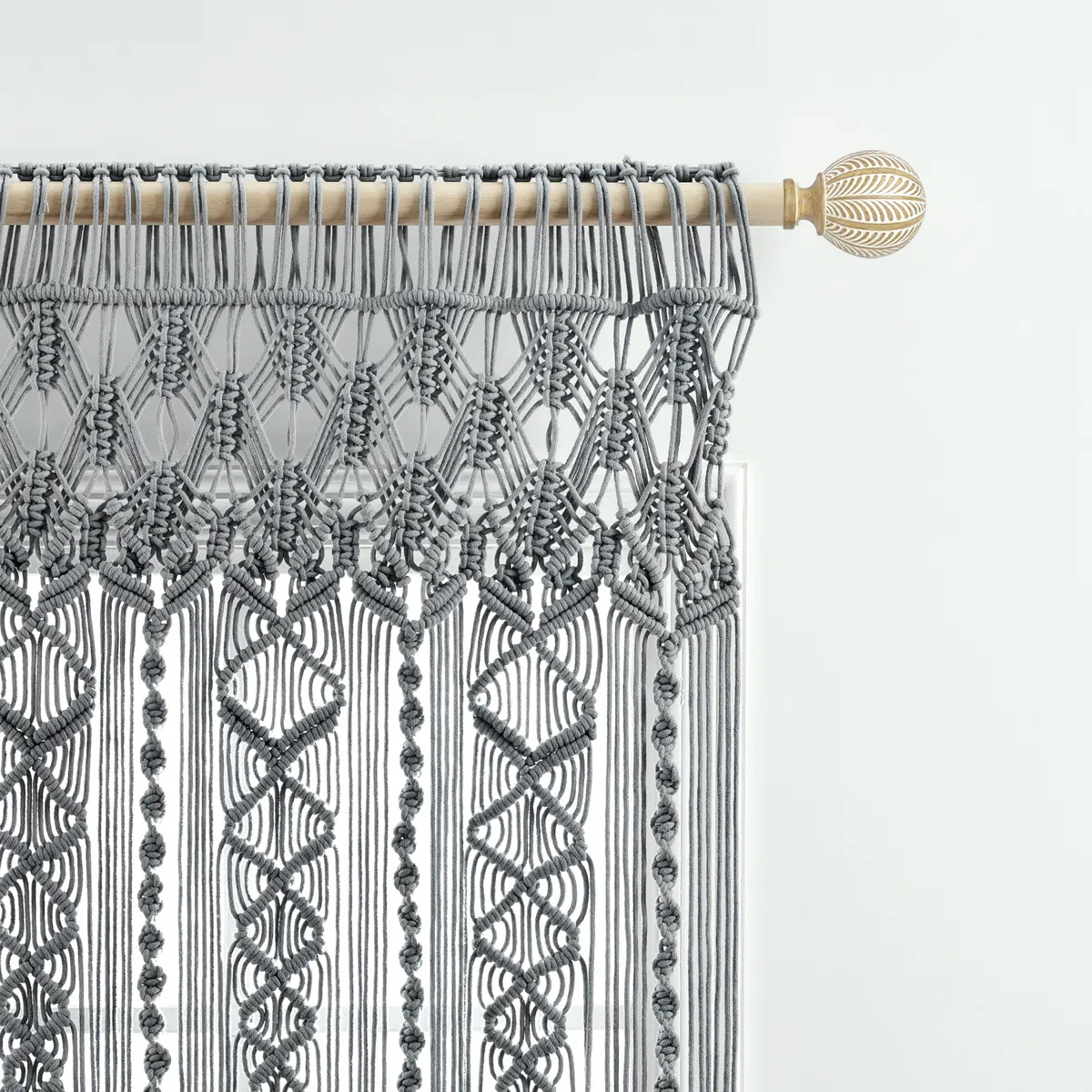 Boho Macrame Textured Cotton Single Window Valance - Image 2