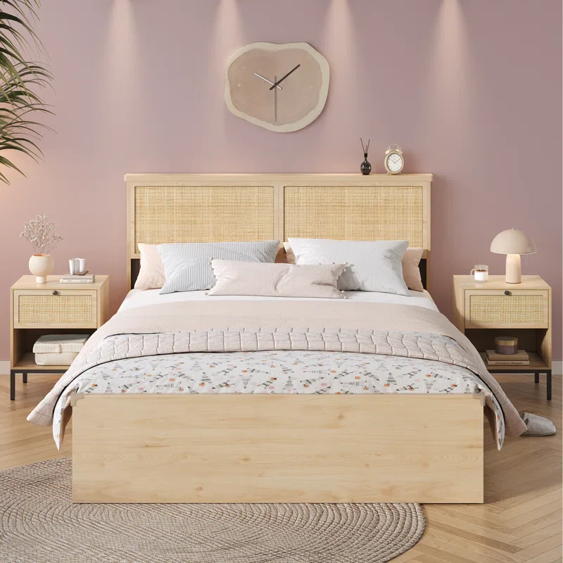 Bosonohy Boho Natural Rattan 1-Drawer Nightstand (Set of 2) - Image 3