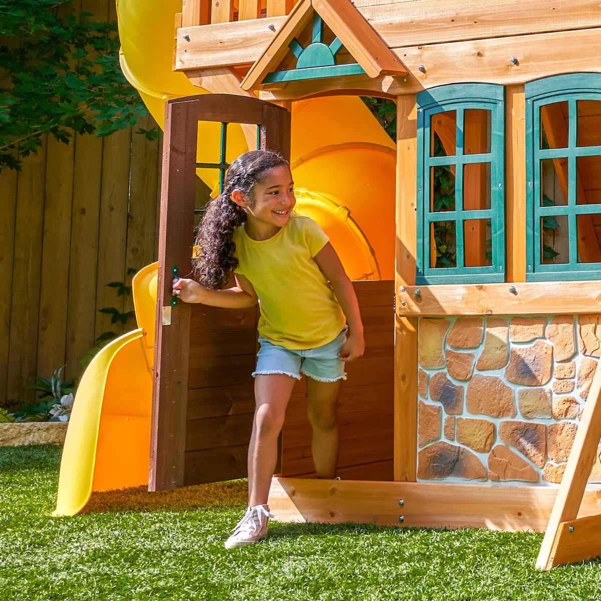 Boulder Station Wooden Swing Set / Playset with Tube Slide 5 Boxes - Image 4