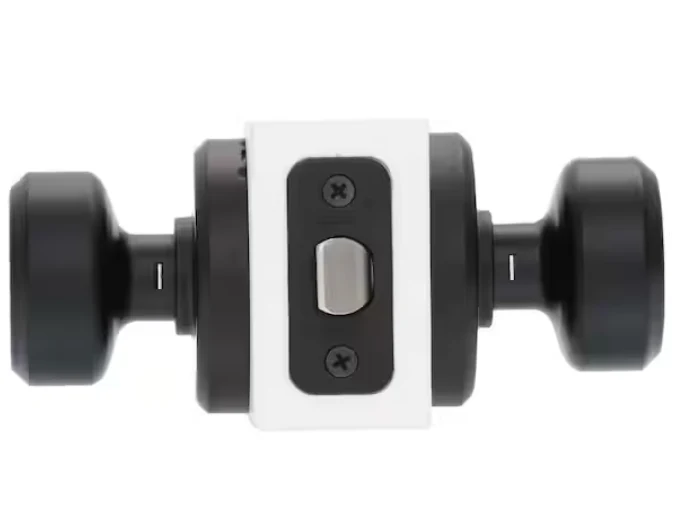 Bowery Matte Black Privacy Bed/Bath Door Knob with Greyson Trim - Image 2