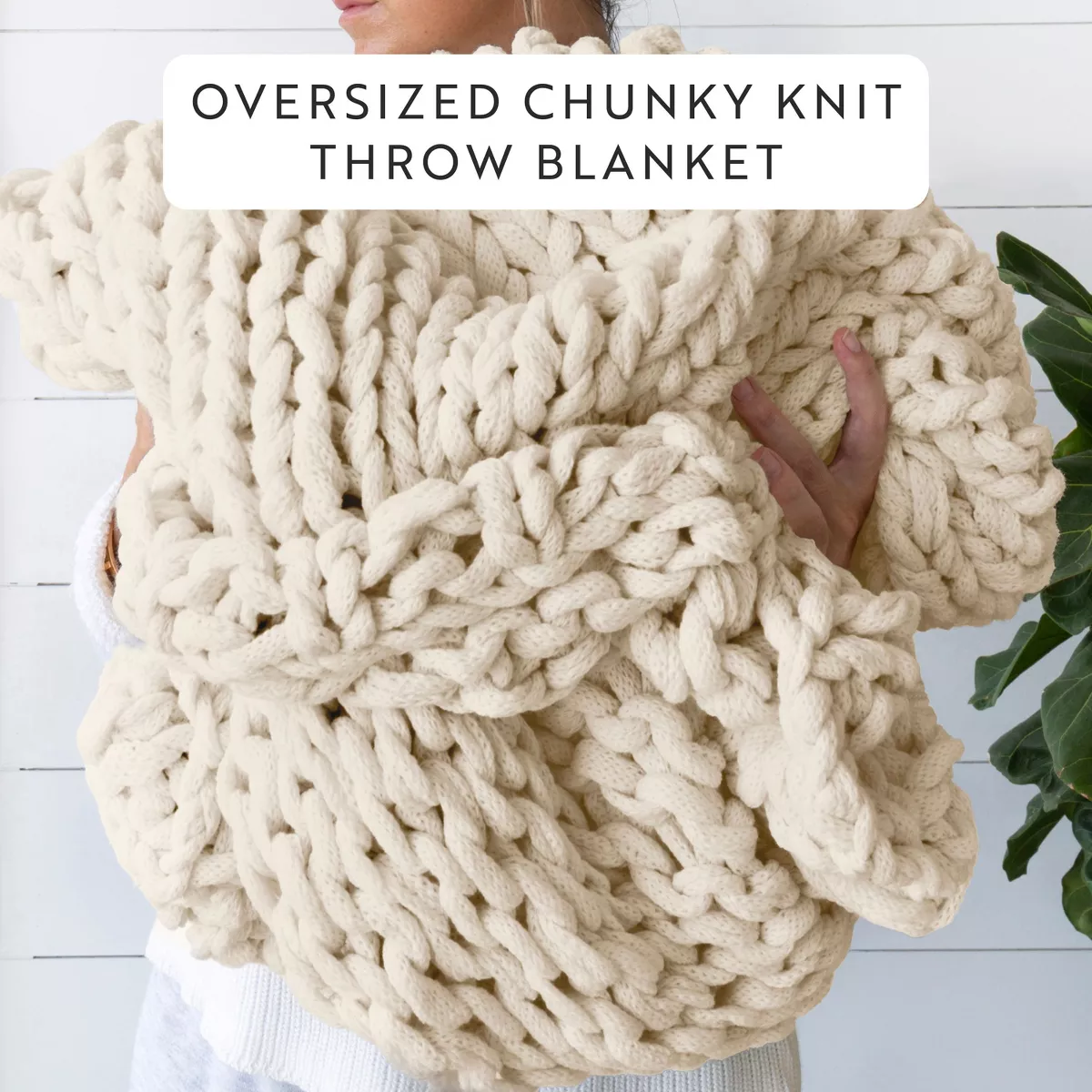 Braided Chunky Knit Throw Blanket - Ivory SHOWROOM ITEM