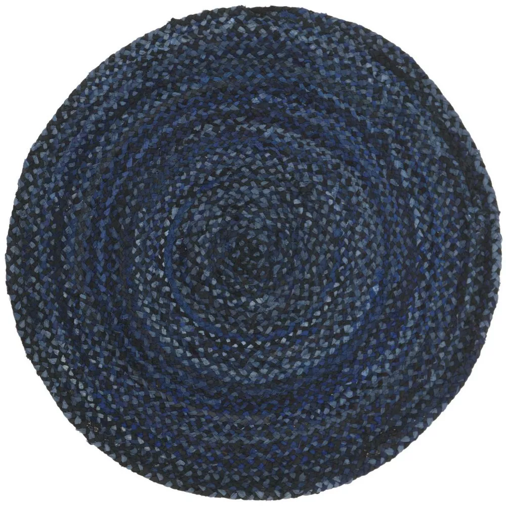 Braided Hand Woven Indoor Accent Rug - Navy/Black - 3' Round