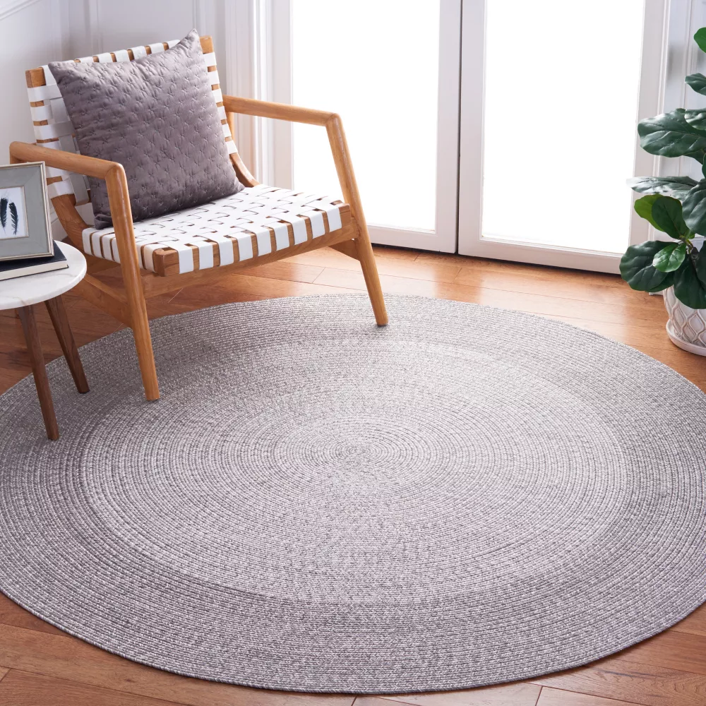 Braided Hand Woven Indoor/Outdoor Accent Rug - Grey - 4' Round, - Image 3
