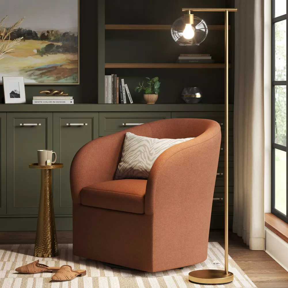 Brass Floor Lamp with Glass Shade - Image 4