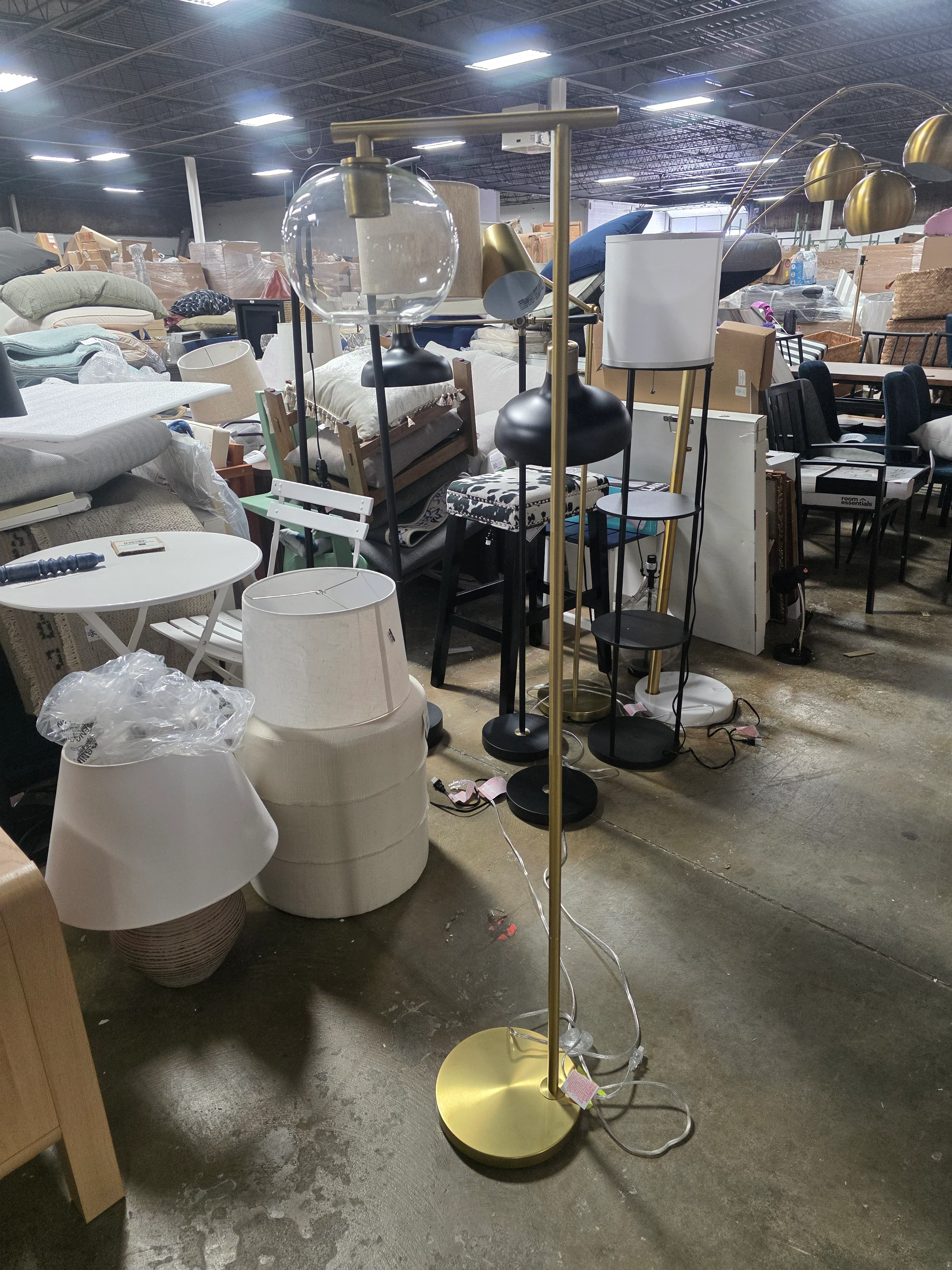 Brass Floor Lamp with Glass Shade - Threshold - SHOWROOM ITEM - Image 2