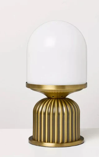 Brass Fluted and Frosted Glass Accent Table Lamp Brass/White - Hearth & Hand™ with Magnolia SHOWROOM ITEM