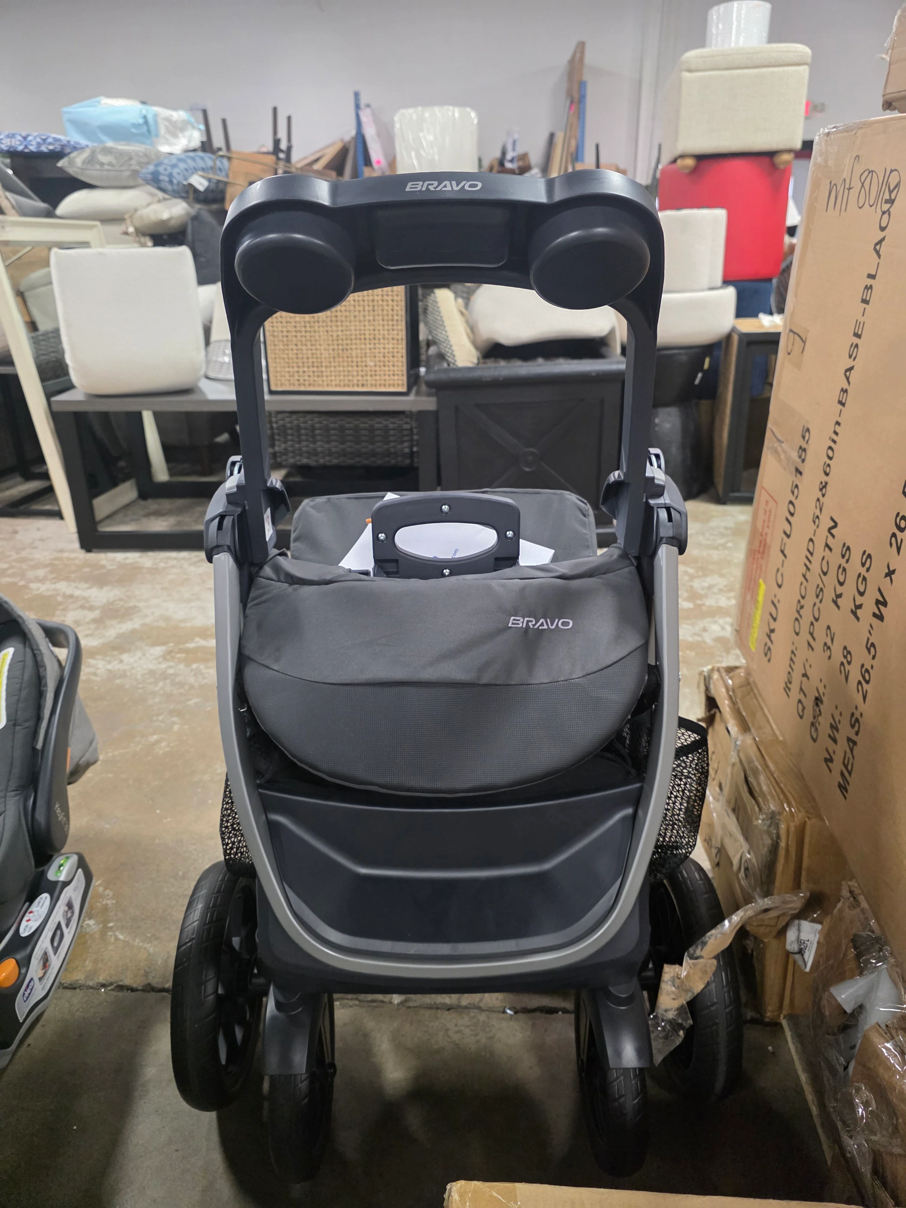 Bravo Trio Travel System Stroller with KeyFit 30 Infant Car Seat - Camden (Black) - Image 6