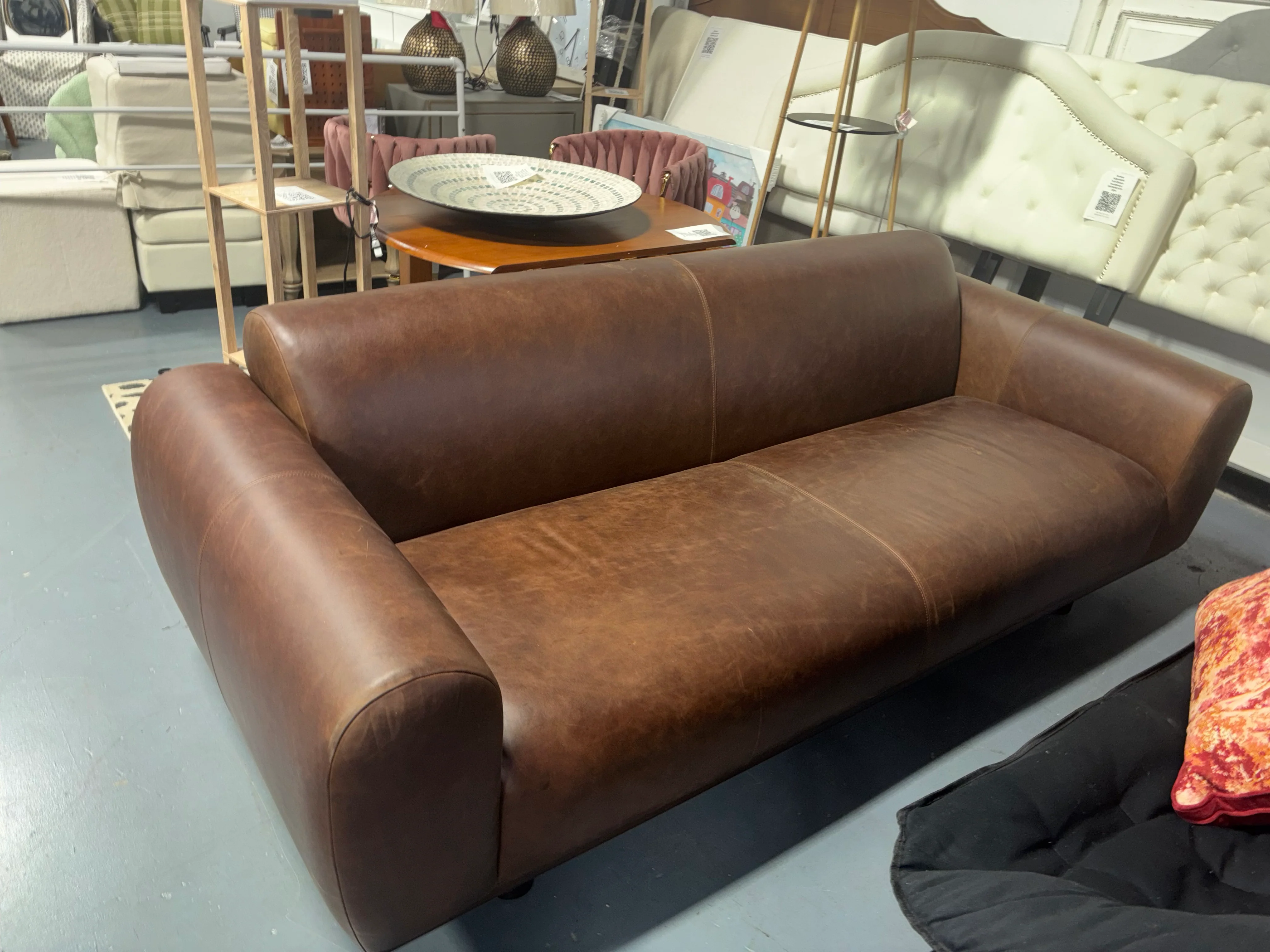 Brescia 92" Full-Grain Genuine Italian Leather Sofa in Chocolate Brown SHOWROOM ITEM - Image 3