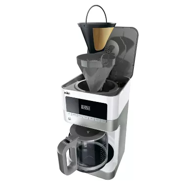 12-cup Drip Coffee Maker - Stainless Steel/White: Automatic Shut-Off, Glass Carafe - Image 3