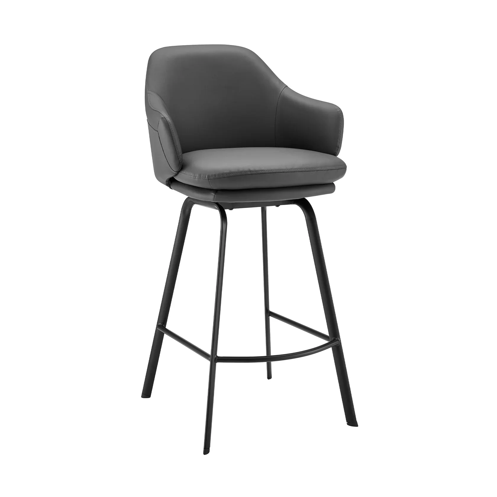 Brigden Modern Swivel Bar Stool with Faux Leather Seat and Sturdy Metal Frame for Home Comfort,