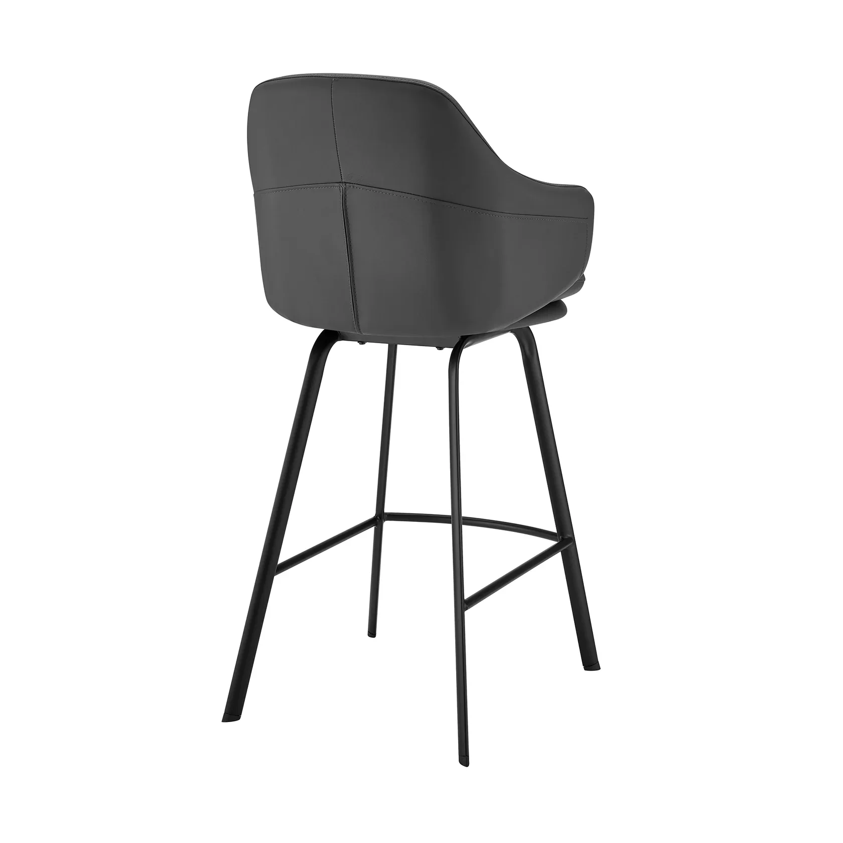 Brigden Modern Swivel Bar Stool with Faux Leather Seat and Sturdy Metal Frame for Home Comfort, - Image 3