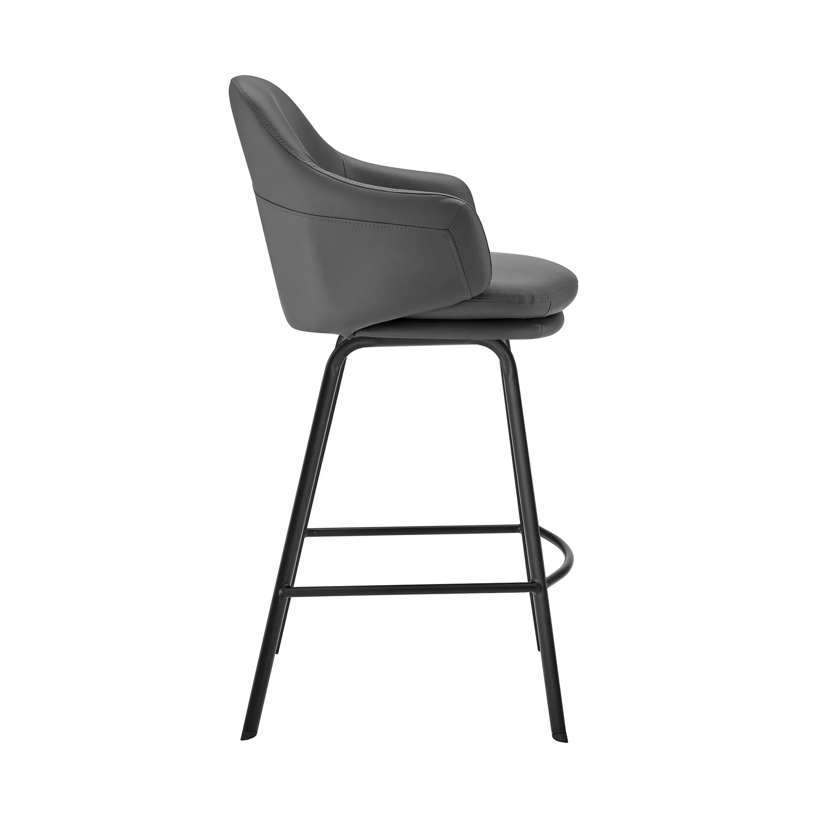 Brigden Modern Swivel Bar Stool with Faux Leather Seat and Sturdy Metal Frame for Home Comfort, - Image 4