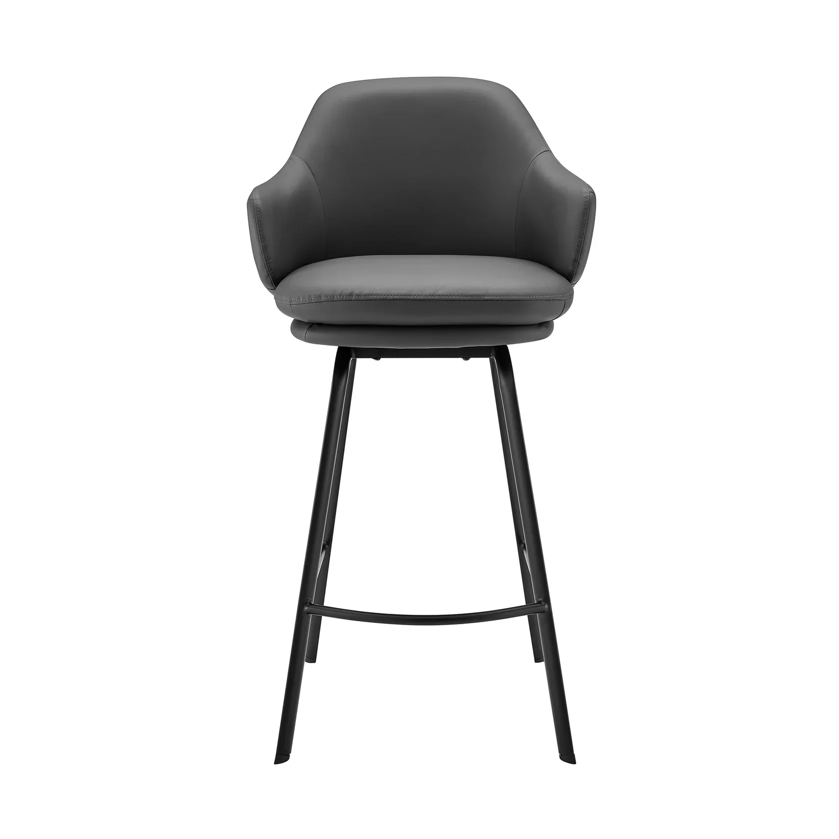 Brigden Modern Swivel Bar Stool with Faux Leather Seat and Sturdy Metal Frame for Home Comfort, - Image 5