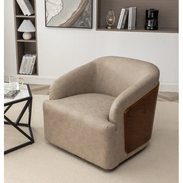 Broderic Faux Leather Swivel Barrel Chair Grey SHOWROOM ITEM