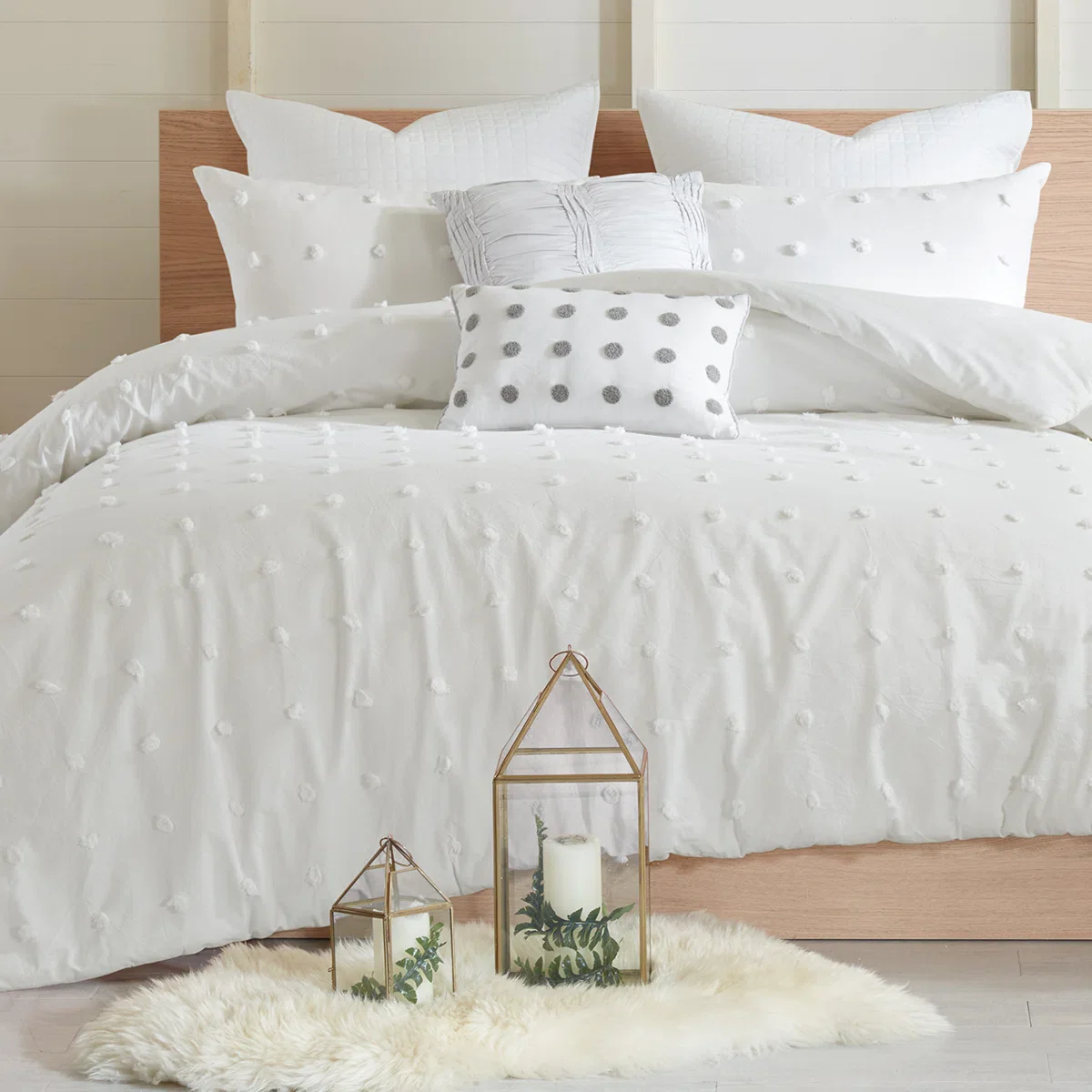 Brooklyn Cotton Jacquard Comforter Set with Euro Shams and Throw Pillows - King/Cal King - Image 2