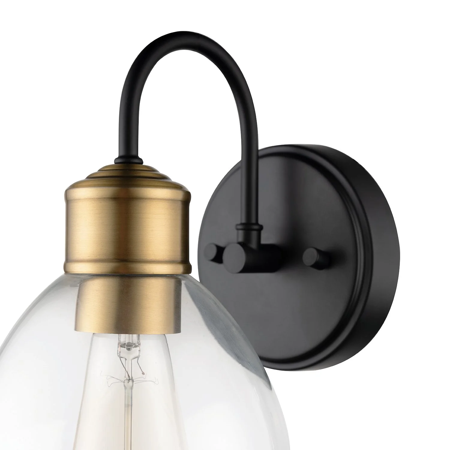 Brown 1-Light Dark Bronze Wall Sconce Light with Clear Glass Shade - Image 2