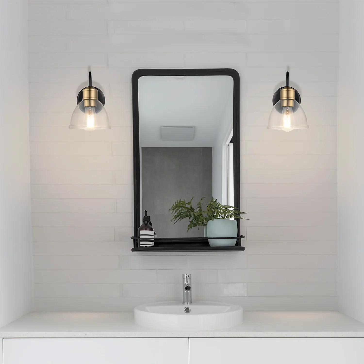 Brown 1-Light Dark Bronze Wall Sconce Light with Clear Glass Shade - Image 3