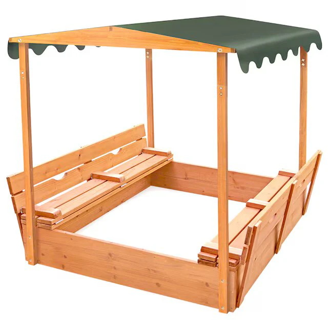 Brown Square Wood Sandbox