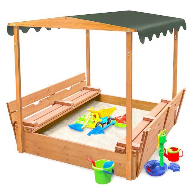 Brown Square Wood Sandbox - Image 4