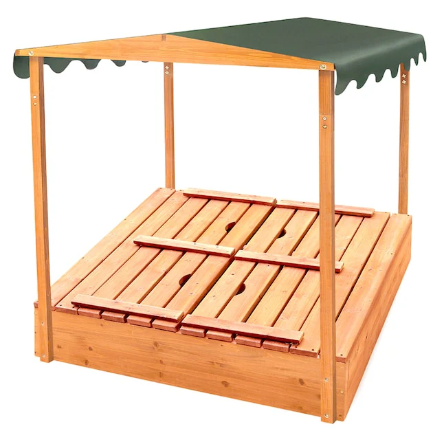 Brown Square Wood Sandbox - Image 5