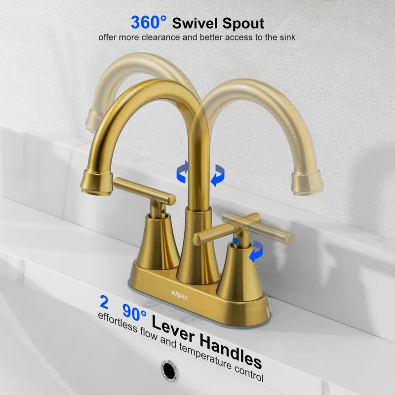 Brushed Gold Bathroom Sink Faucet - Image 2