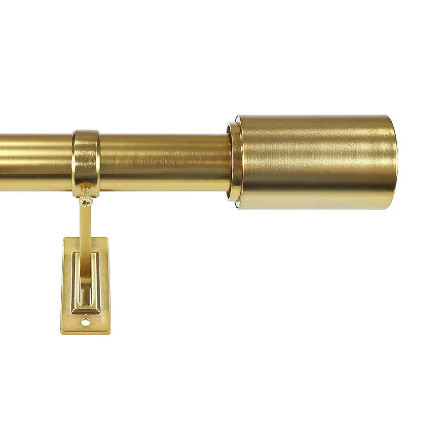 Brushed Gold Iron Single Curtain Rod with Finials