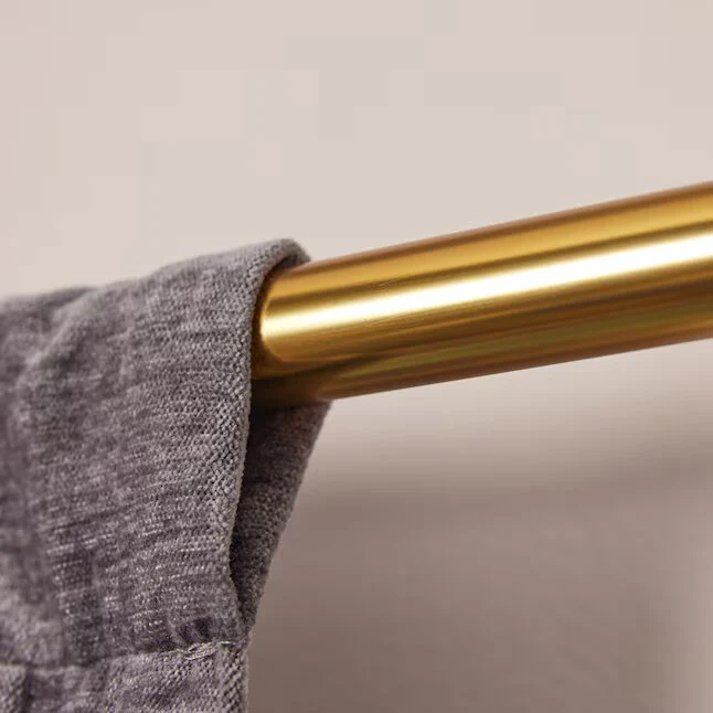 Brushed Gold Iron Single Curtain Rod with Finials - Image 3