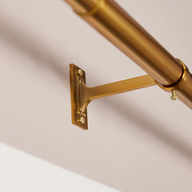Brushed Gold Iron Single Curtain Rod with Finials - Image 4
