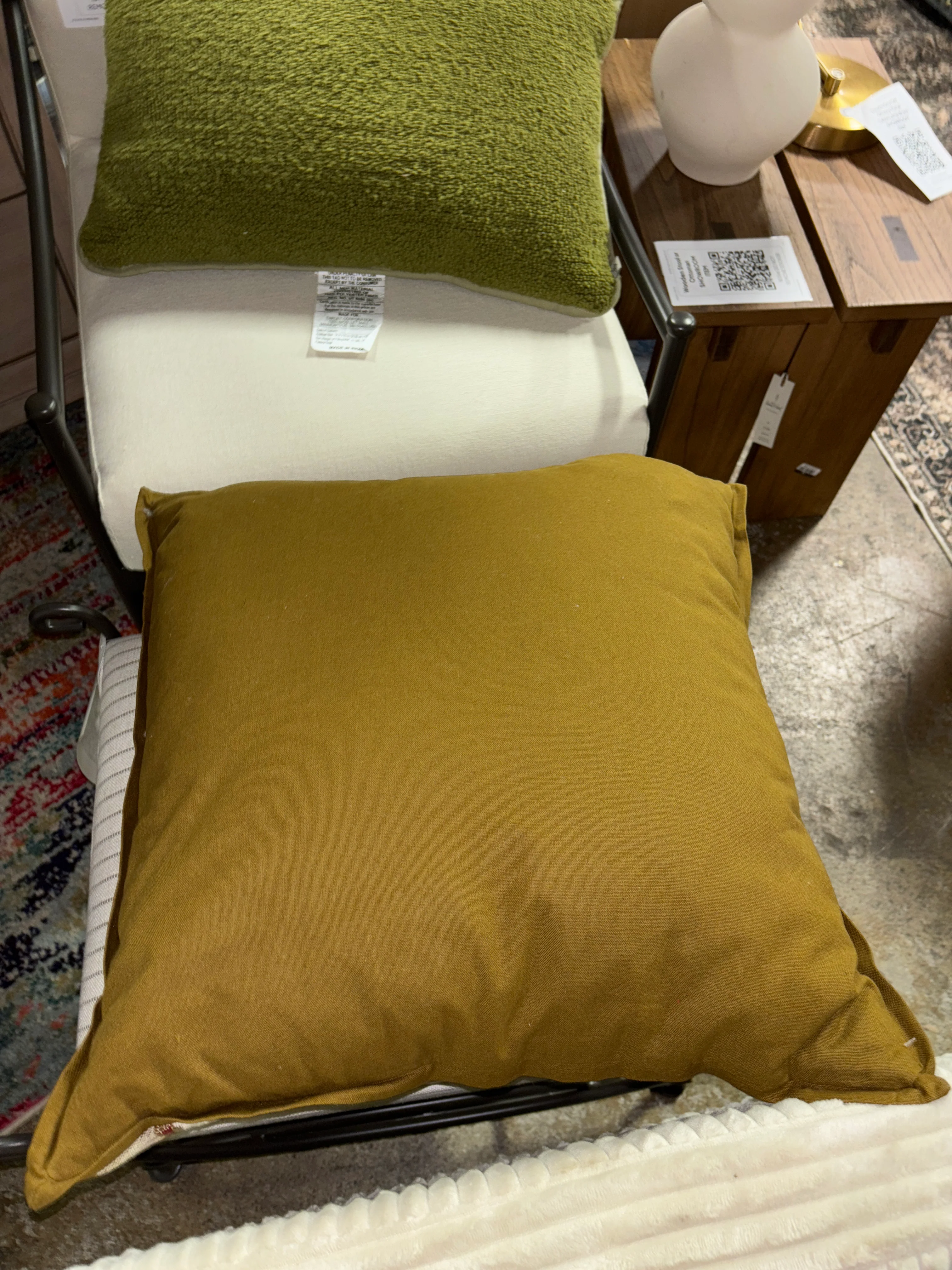 Burgundy Olive and Cream Vertical Stripe Pillow SHOWROOM ITEM - Image 3