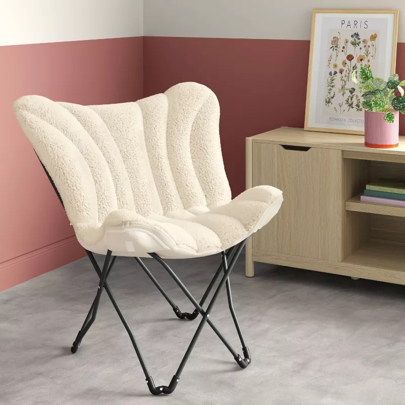 Butterfly Chair Faux Shearling Cream - Image 4