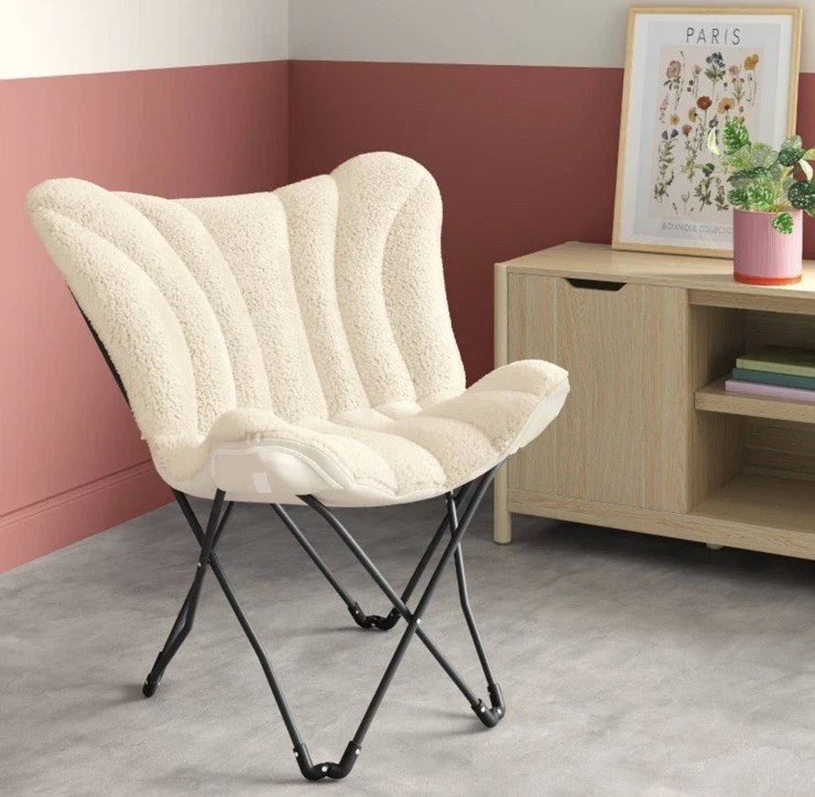 Butterfly Chair Faux Shearling Cream - Image 5