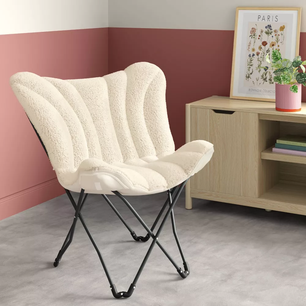 Butterfly Chair Faux Shearling Cream - Image 5