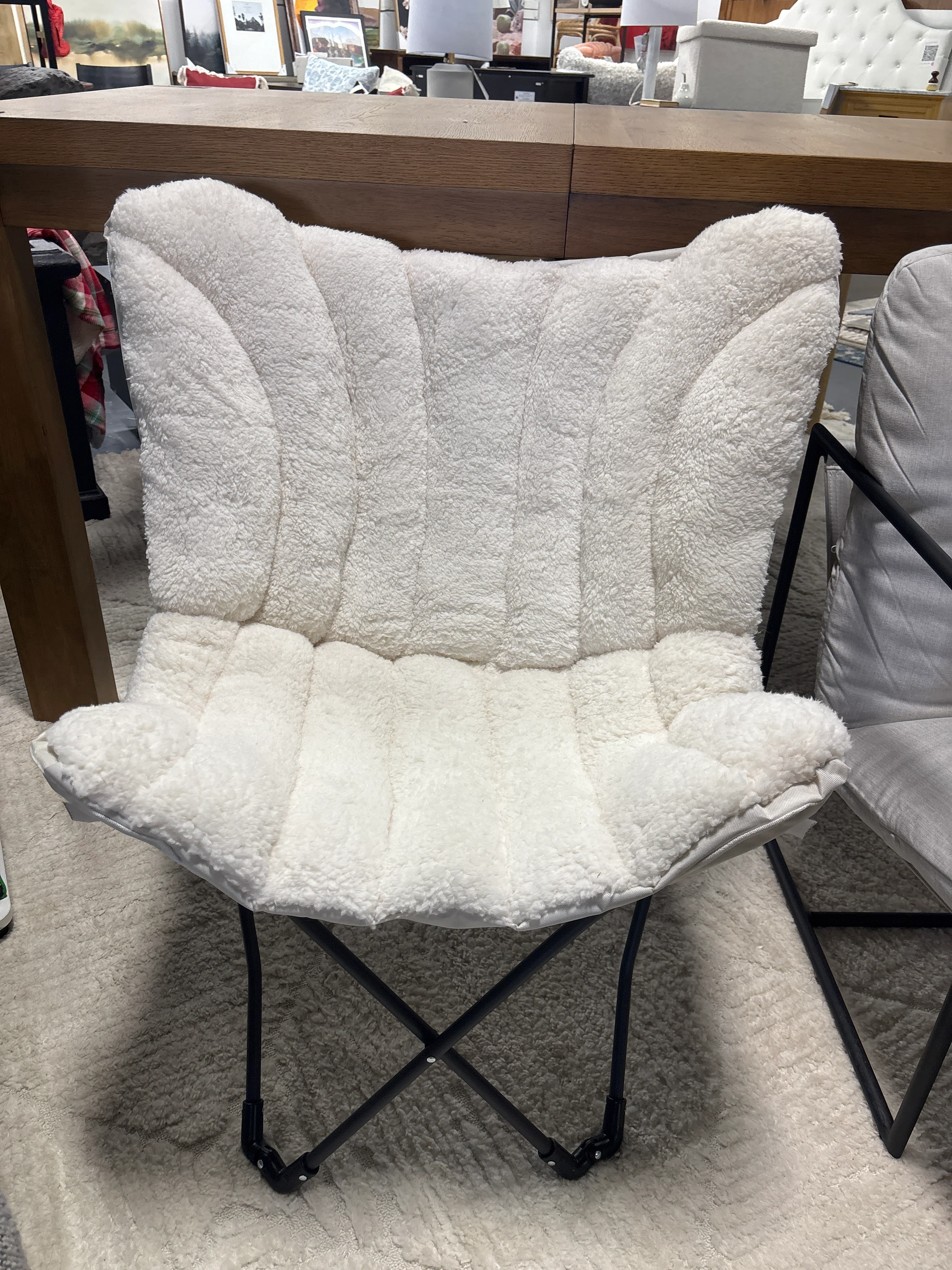 Butterfly Chair Faux Shearling - Cream SHOWROOM ITEM - Image 2