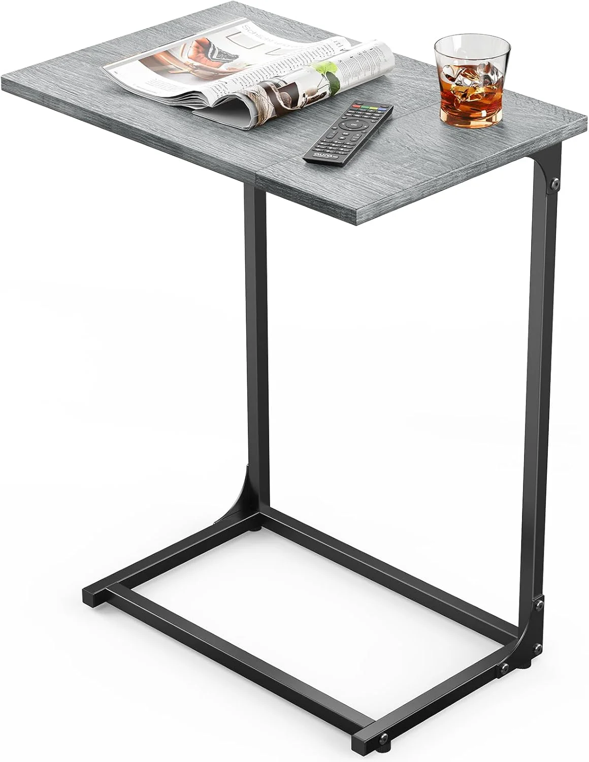 C-Shaped Side Table, C Table for Sofa, Grey