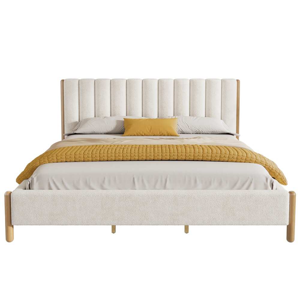 California King Boucle Upholstered Bed Frame - Image 5