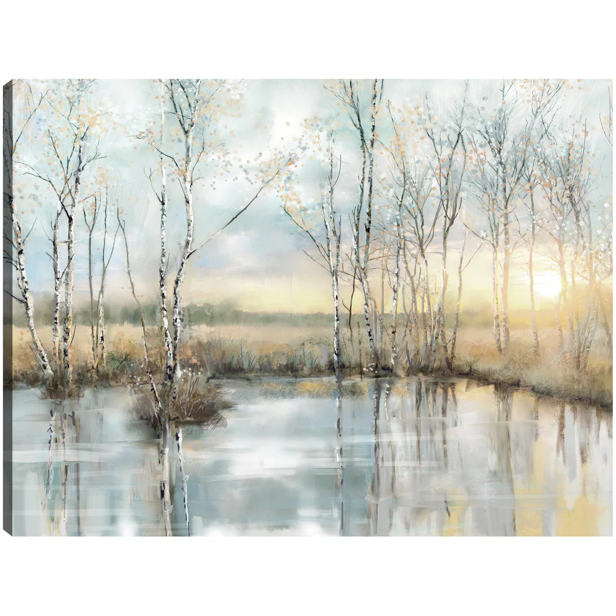 Calm Reflections by Studio Arts Meadow Birch Trees Canvas Art Print SHOWROOM ITEM