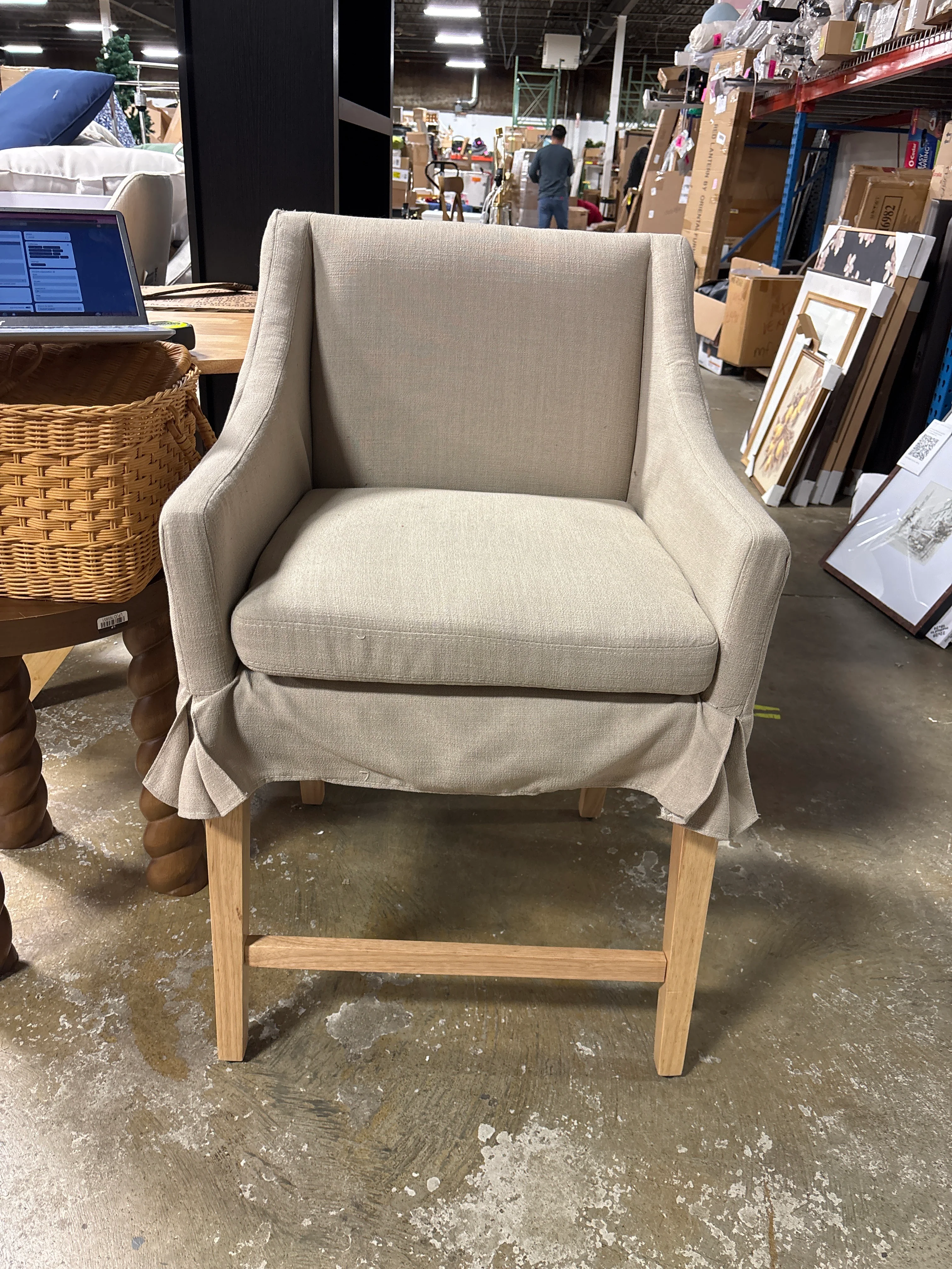 Camas Slipcover Counter Height Barstool - Khaki SHOWROOM ITEM - Image 2