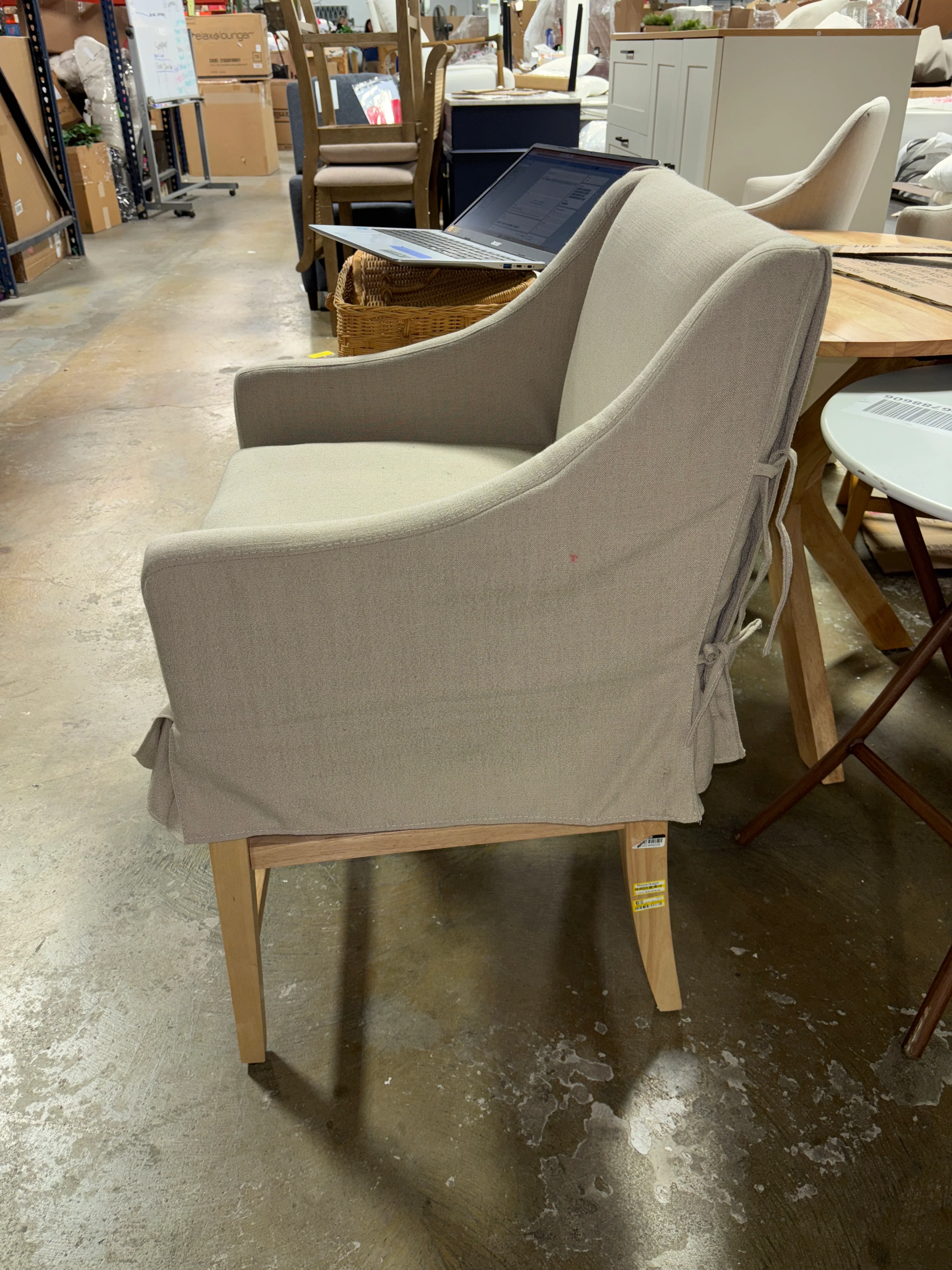 Camas Slipcover Counter Height Barstool - Khaki SHOWROOM ITEM - Image 3