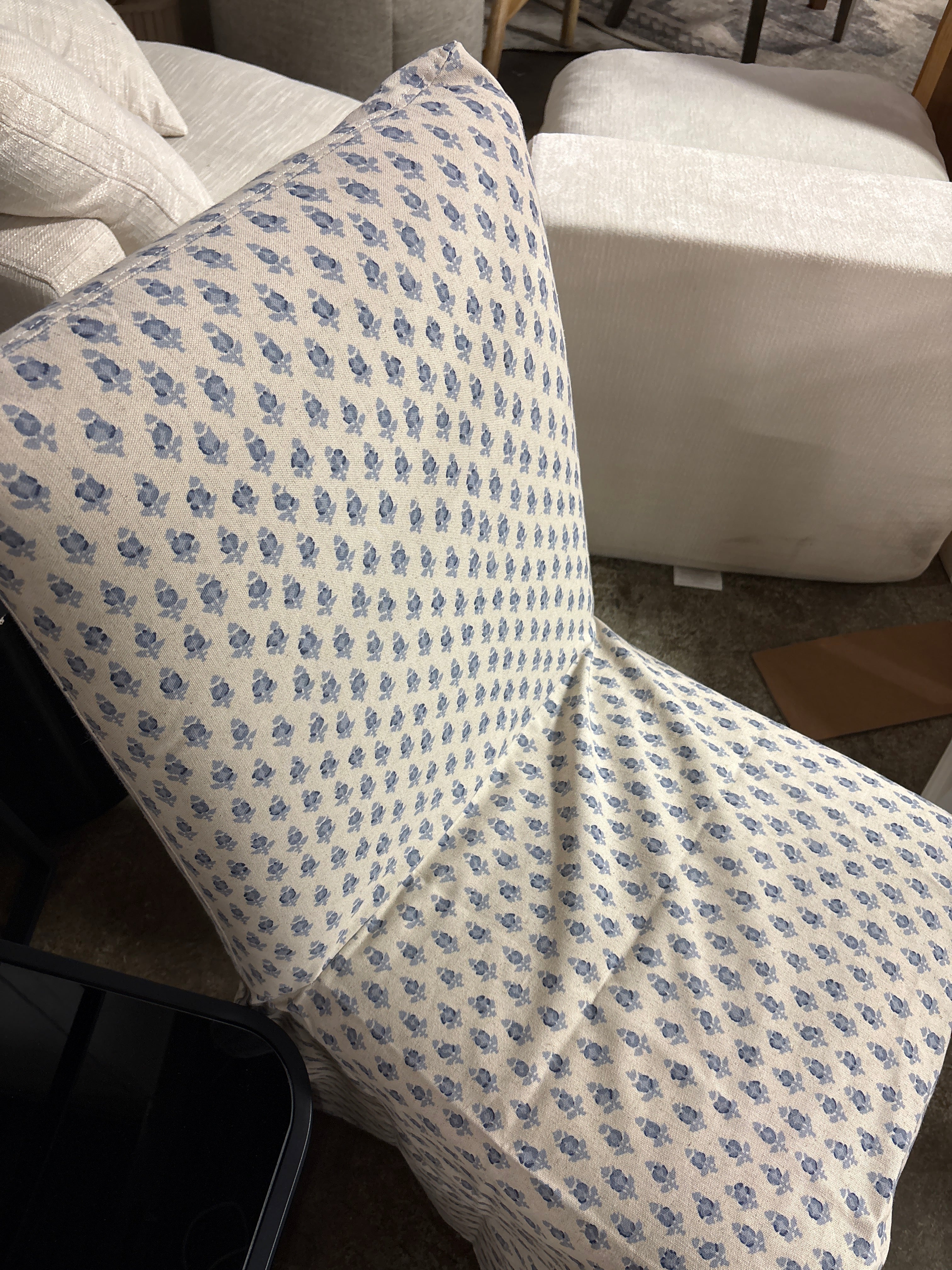 Cameron Slipcover Dining Chair in Bagru Block Blue - Threshold™ SHOWROOM ITEM - Image 3