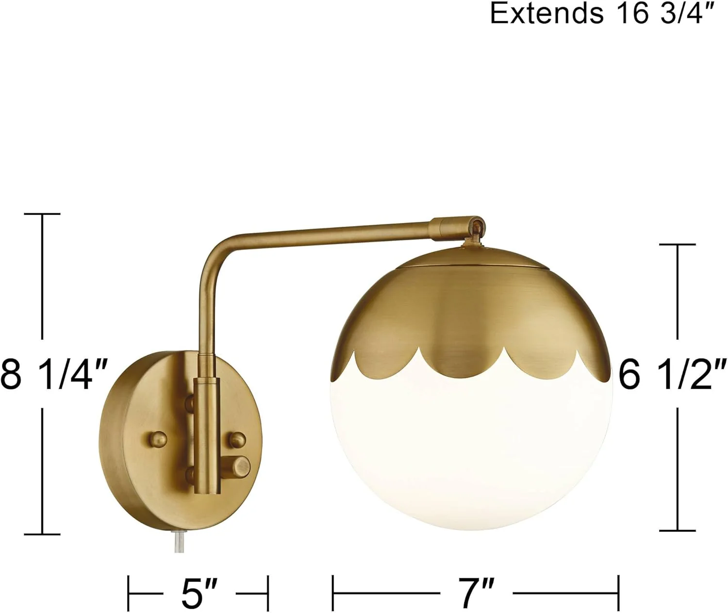 Brass and Glass Globe Plug-In Wall Lamp - Image 5