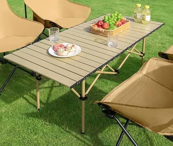 Camping Table Folding Picnic Portable (Kakhi Yellow) - Image 3