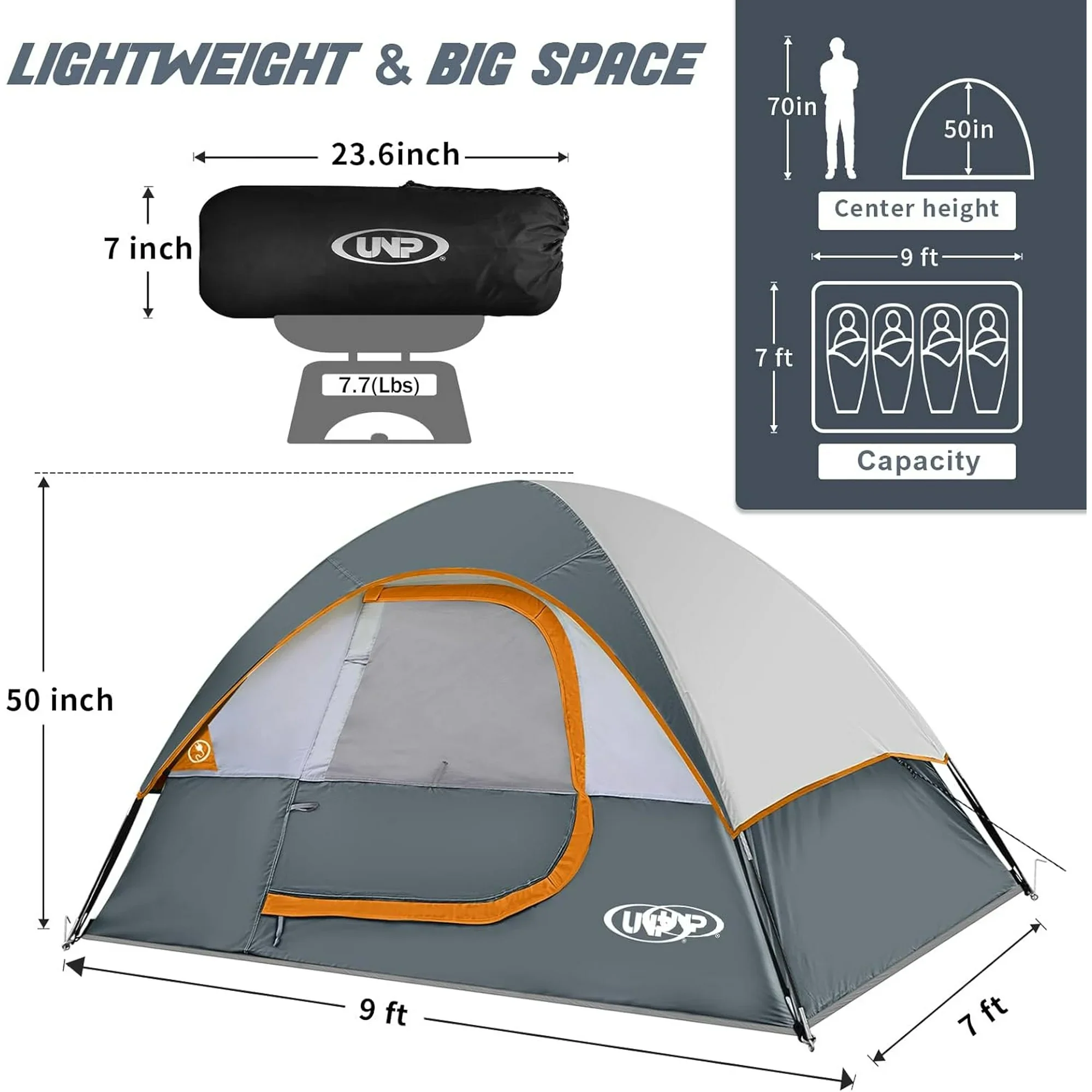 Camping Tent 4 Person, Waterproof Windproof - Image 5