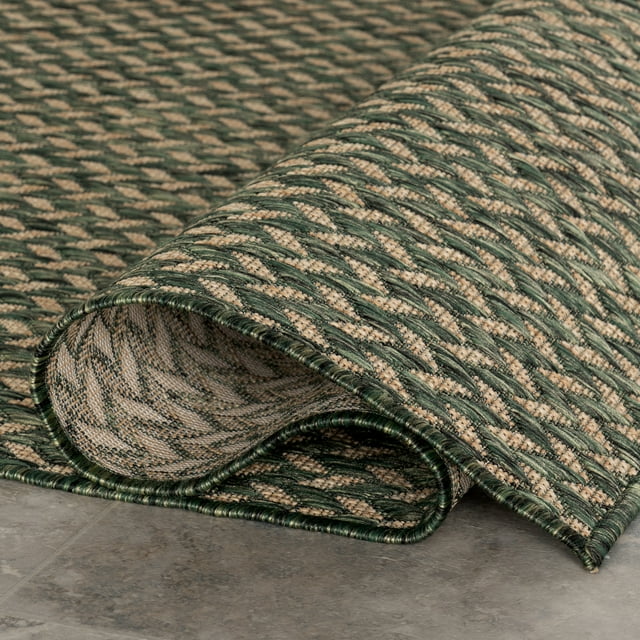 Camryn Herringbone Indoor/Outdoor Area Rug, 8' x 10', Green - Image 2