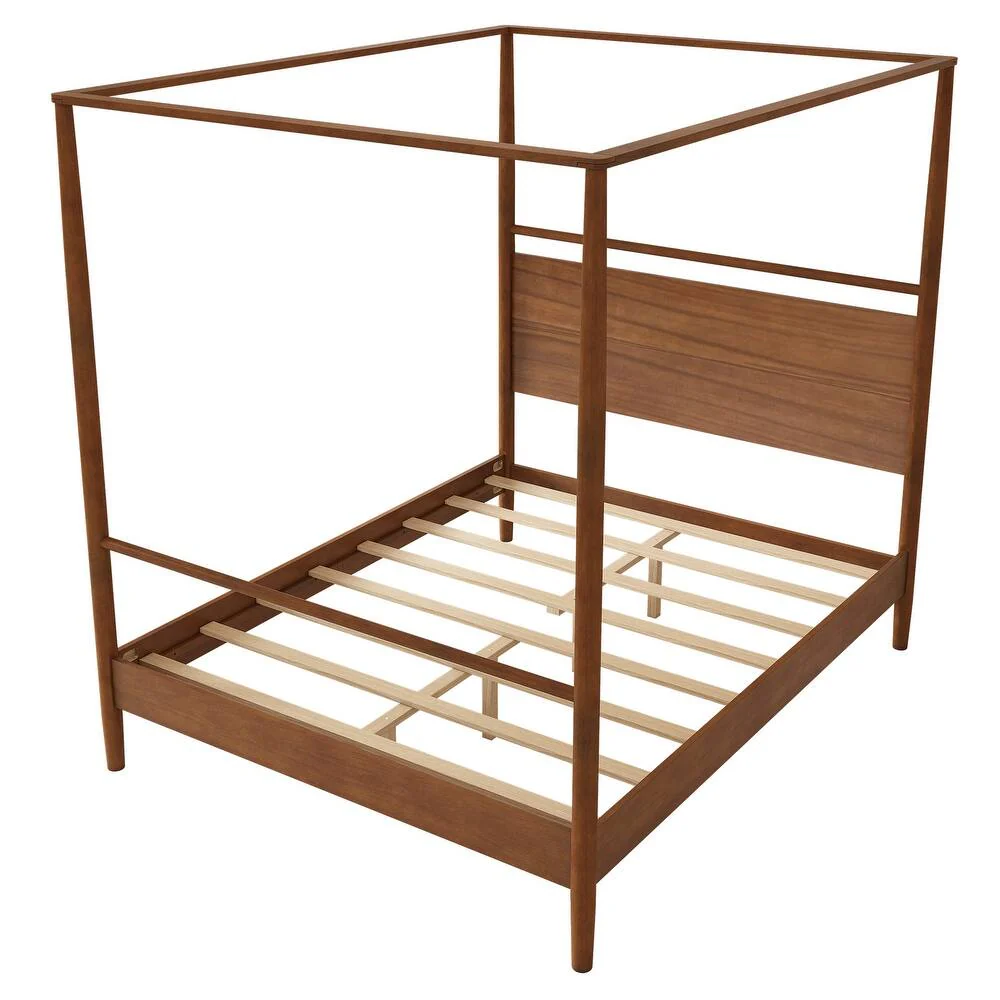 Canopy Bed Frame Four Posters Bed No Box Spring Needed Queen - Image 2