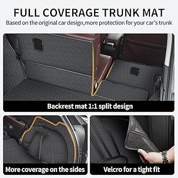 Cargo Mat & Backrest Mat for 2017-2025 Jeep Compass, Custom Fit PU Leather Cargo Liner and Rear Backrest Protector - Image 3