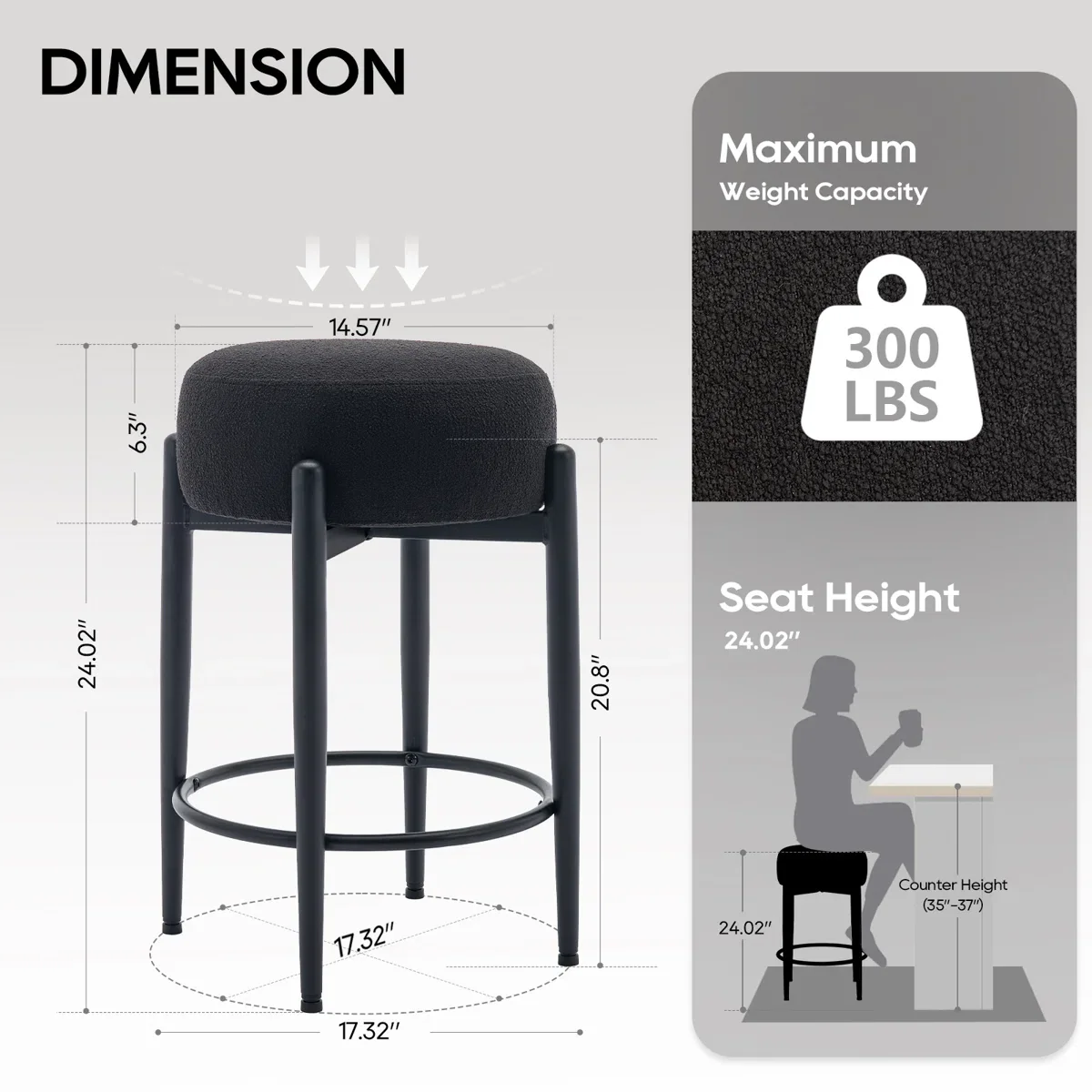 Carie Sherpa Upholstered Counter Stool - Image 4