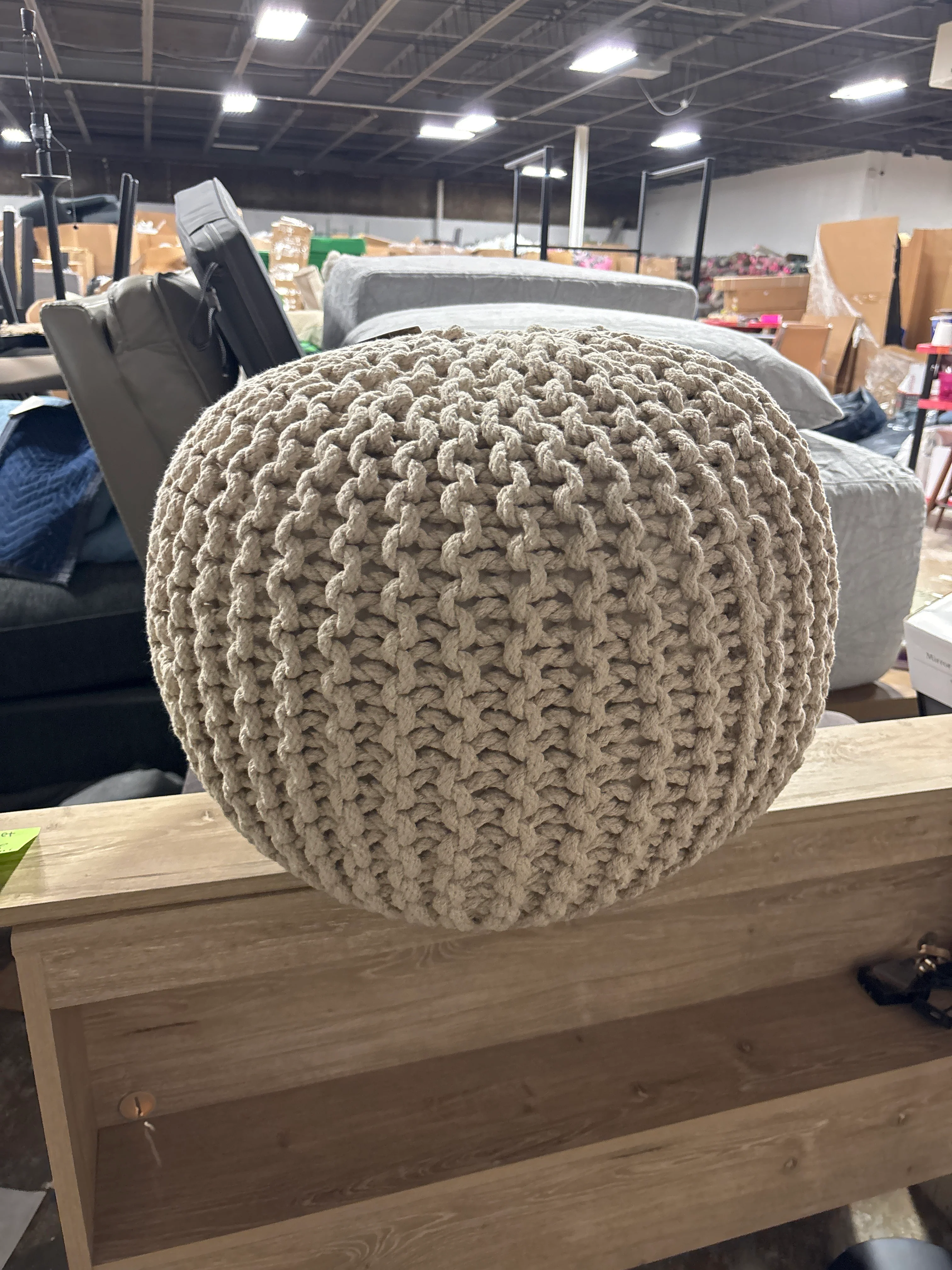 CasaField Natural Cotton Pouf Ottoman SHOWROOM ITEM - Image 2