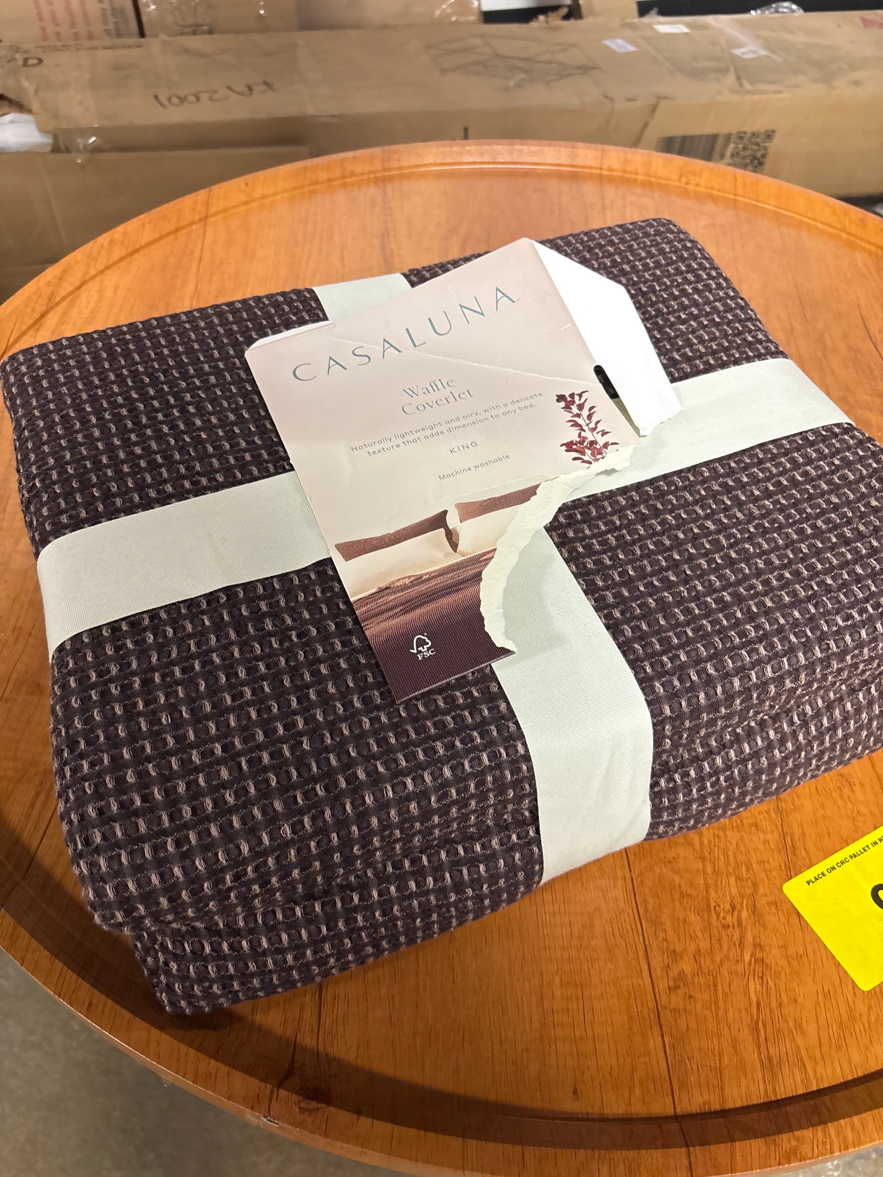Casaluna King Textured Waffle Coverlet Dark Fig SHOWROOM ITEM - Image 2